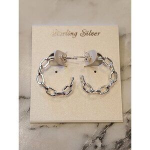 Sterling Silver Chain Link Hoop Earrings
